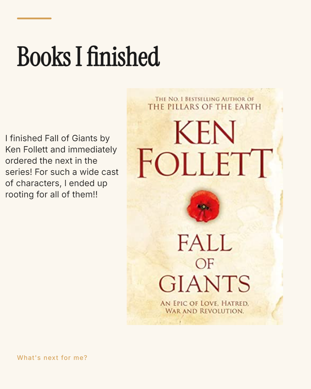 Books I finished — Fall of Giants by Ken Follett
